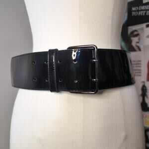 Black Patent Wide Waist Belt Vintage